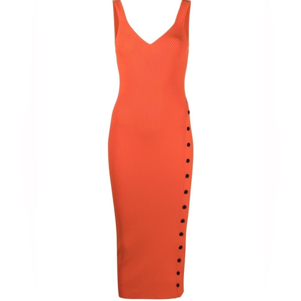 Self-Portrait Orange Ribbed Knit dress